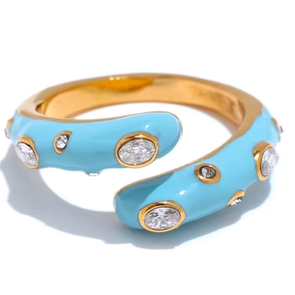 Anthropologie Jewelry - Serpenti diamonds Gold and Blue Women's Ring
Adjustable opening ring